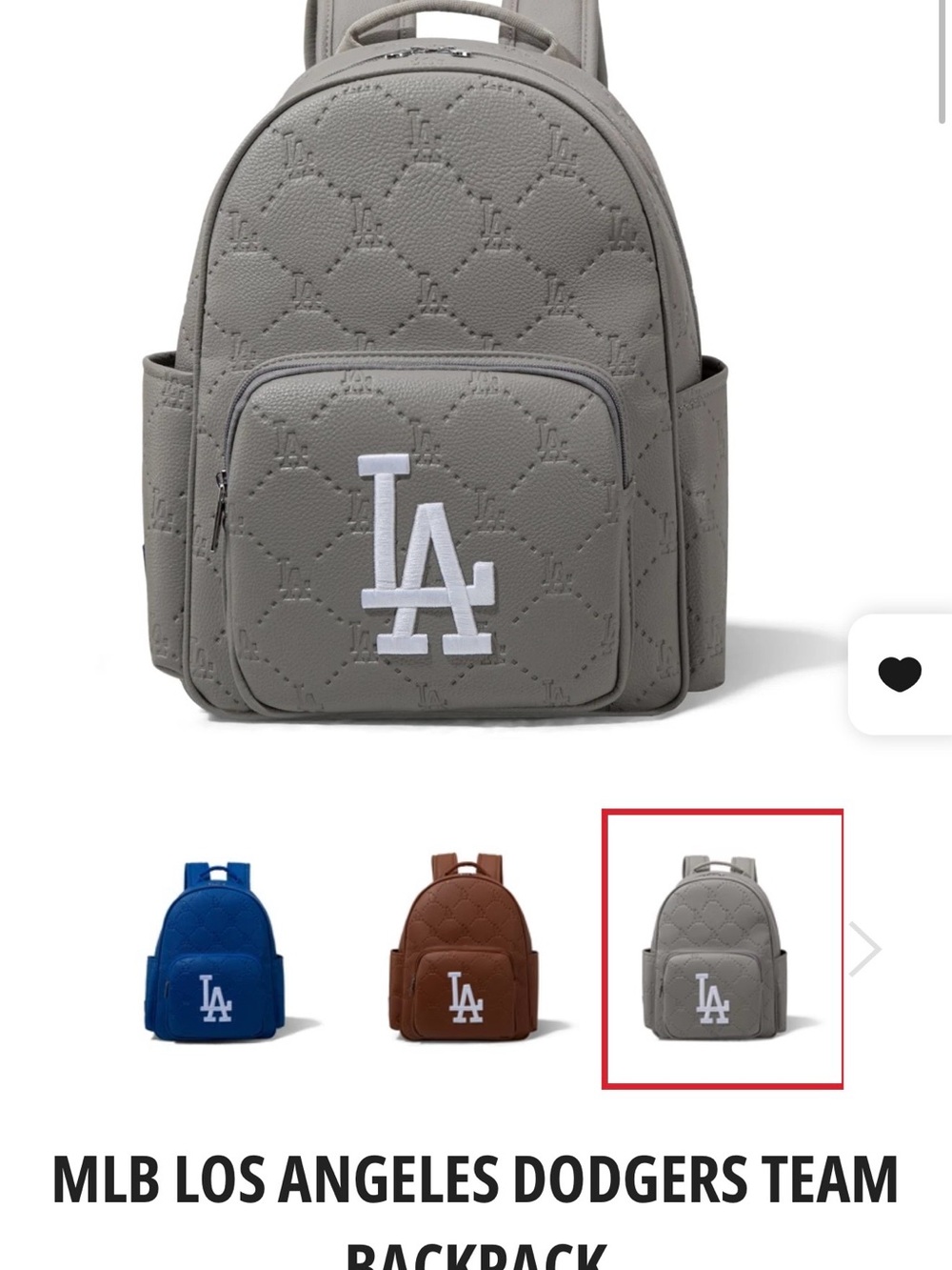 MLB Gray Los Angeles Dodgers Mini Backpack